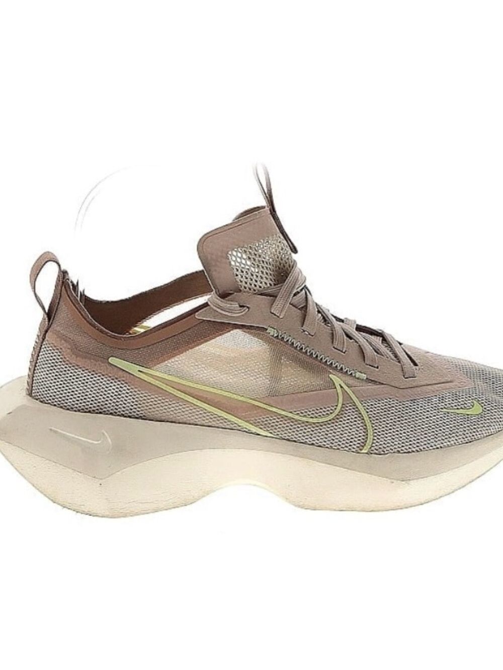 Nike Women’s Taupe Athletic Sneakers with Light Green Swoosh